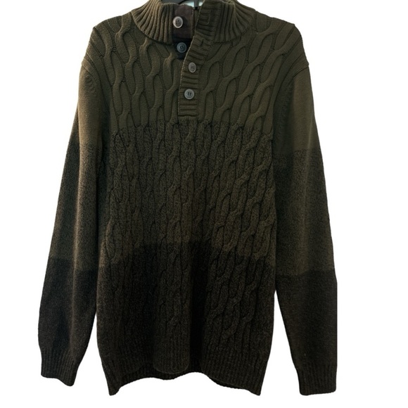 COMMERCE mens sweater, size XL, standup collar 4 buttons. Heavy knit Ombré green - Picture 1 of 6